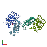 PDB entry 4zc4 coloured by chain, front view.
