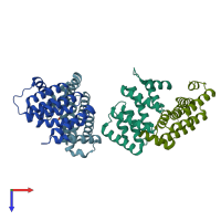 PDB entry 4zc4 coloured by chain, top view.