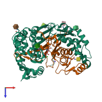 PDB entry 4zc6 coloured by chain, top view.