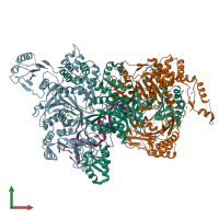 PDB entry 4zcf coloured by chain, front view.