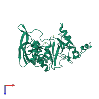 PDB entry 4zck coloured by chain, top view.