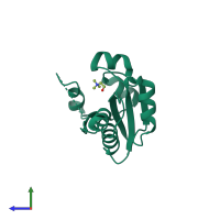 PDB entry 4zcq coloured by chain, side view.