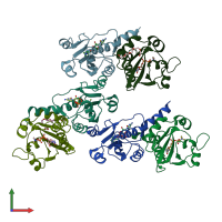 PDB entry 4zcs coloured by chain, front view.
