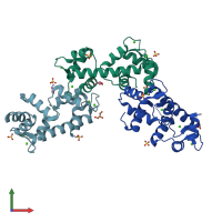 PDB entry 4zcu coloured by chain, front view.