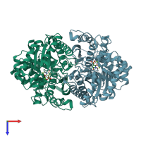 PDB entry 4zcw coloured by chain, top view.