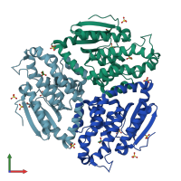 PDB entry 4zde coloured by chain, front view.