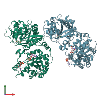 PDB entry 4zdk coloured by chain, front view.