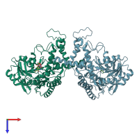 PDB entry 4zdl coloured by chain, top view.