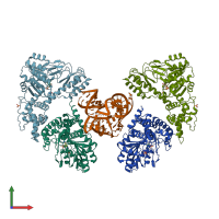 PDB entry 4zdo coloured by chain, front view.