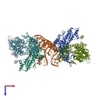 PDB entry 4zdo coloured by chain, top view.