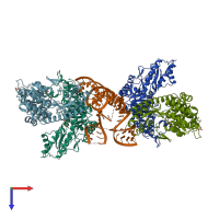 PDB entry 4zdp coloured by chain, top view.