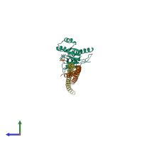 PDB entry 4zdw coloured by chain, side view.