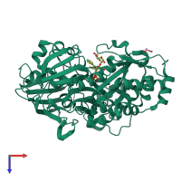PDB entry 4zed coloured by chain, top view.