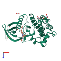 PDB entry 4zeg coloured by chain, top view.