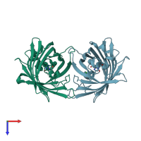 PDB entry 4zf4 coloured by chain, top view.