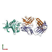PDB entry 4zfg coloured by chain, front view.
