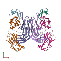 PDB entry 4zfo coloured by chain, front view.