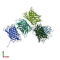 PDB entry 4zfs coloured by chain, front view.