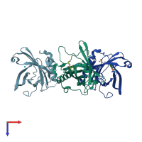 PDB entry 4zfx coloured by chain, top view.