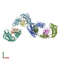 PDB entry 4zfz coloured by chain, front view.