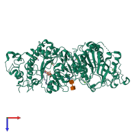 PDB entry 4zga coloured by chain, top view.