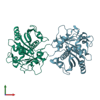 PDB entry 4zgb coloured by chain, front view.