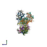 PDB entry 4zgd coloured by chain, side view.