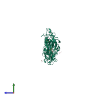PDB entry 4zgh coloured by chain, side view.
