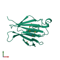 PDB entry 4zgi coloured by chain, front view.