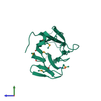 PDB entry 4zgi coloured by chain, side view.
