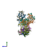 PDB entry 4zgj coloured by chain, side view.