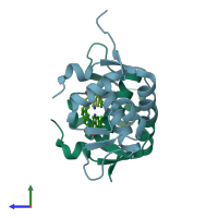 PDB entry 4zgk coloured by chain, side view.