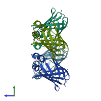 PDB entry 4zgu coloured by chain, side view.