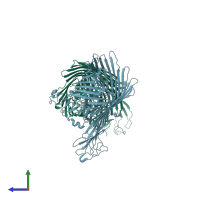PDB entry 4zgv coloured by chain, side view.