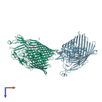 PDB entry 4zgv coloured by chain, top view.