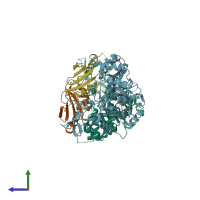 PDB entry 4zgz coloured by chain, side view.