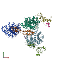PDB entry 4zh1 coloured by chain, front view.