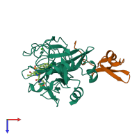 PDB entry 4zh8 coloured by chain, top view.