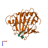 PDB entry 4zhn coloured by chain, top view.