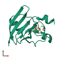 PDB entry 4zhp coloured by chain, front view.