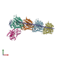 PDB entry 4zhq coloured by chain, front view.