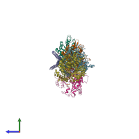 PDB entry 4zhq coloured by chain, side view.