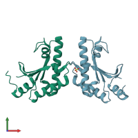 PDB entry 4zhv coloured by chain, front view.