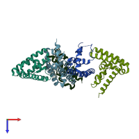 PDB entry 4zia coloured by chain, top view.
