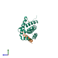 PDB entry 4zie coloured by chain, side view.