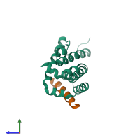 PDB entry 4zig coloured by chain, side view.