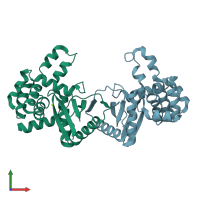 PDB entry 4zil coloured by chain, front view.