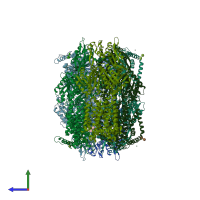 PDB entry 4zit coloured by chain, side view.