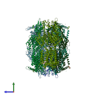 PDB entry 4ziv coloured by chain, side view.