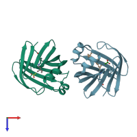 PDB entry 4zj0 coloured by chain, top view.